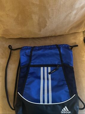 adidas Blue and Black Drawstring Sports Sack with Reflective Stripes